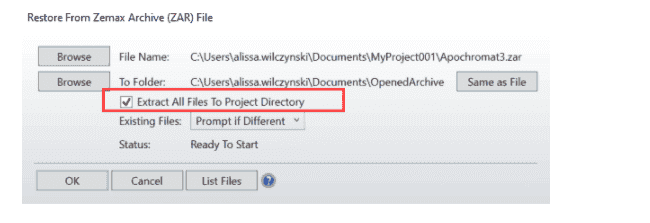 使用 Project Directory 组织 OpticStudio文件