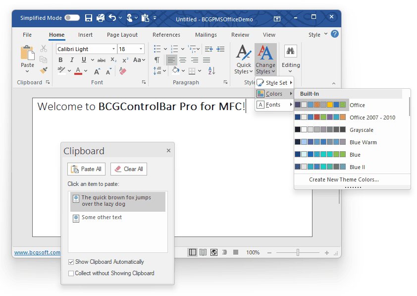 BCGControlBar 库专业版和 BCGSuite for MFC v32.1 来啦！