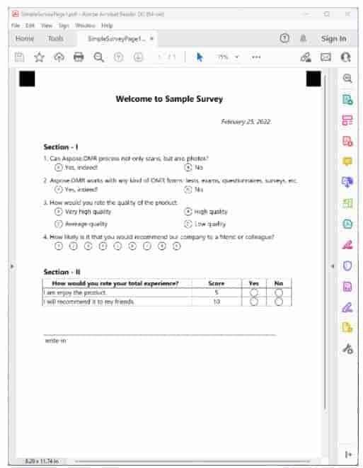 使用 C# 从 JSON 标记创建 PDF 格式的调查