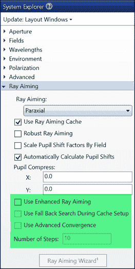 OpticStudio 22.1 | 如何使用改进型光线瞄准和光线瞄准向导