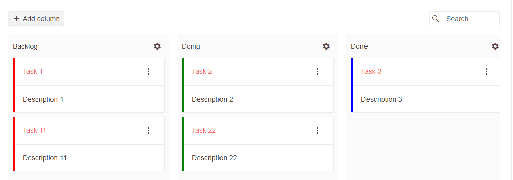 UI组件Kendo UI for jQuery数据管理使用教程：TaskBoard - 列