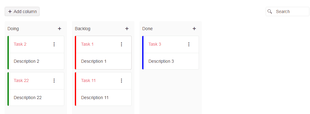 UI组件Kendo UI for jQuery数据管理使用教程：TaskBoard - 列