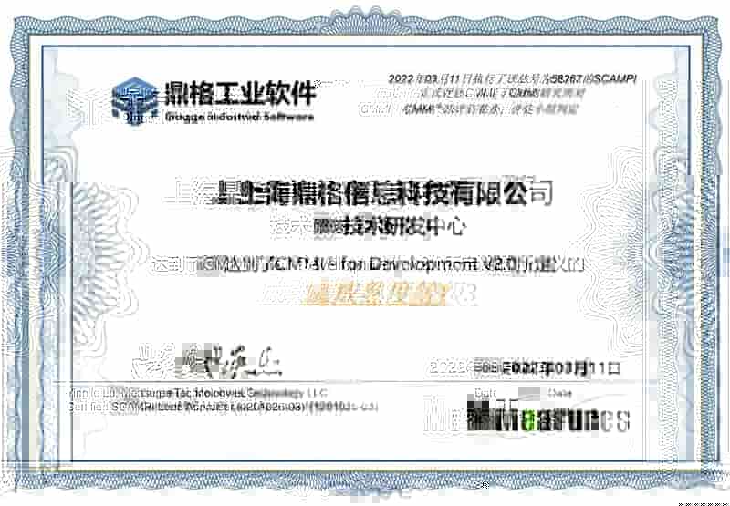 鼎格工业软件顺利通过CMMI 3级评估