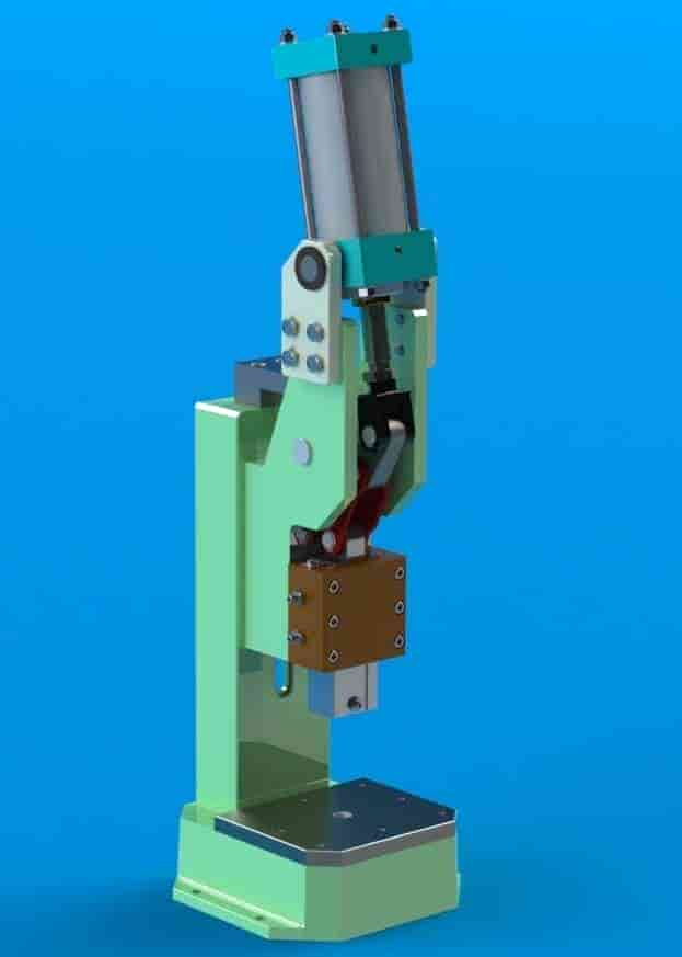 【SolidWorks免费模型下载】：气动肘杆压力机  免费模型下载