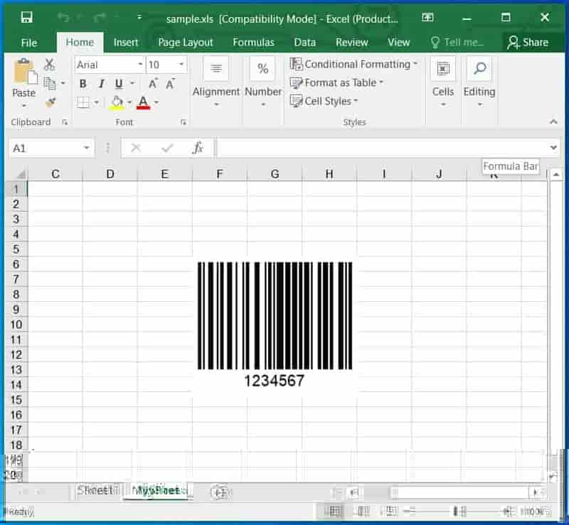 使用 C# 创建 Excel 电子表格并添加条形码。