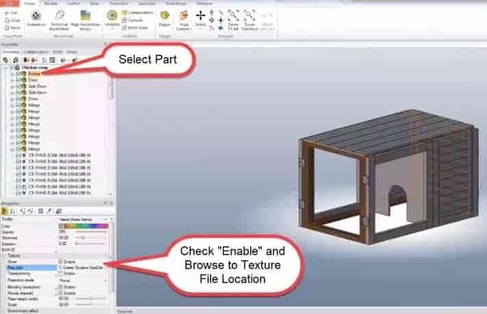 SOLIDWORKS Composer 将颜色和纹理应用到零件和装配体