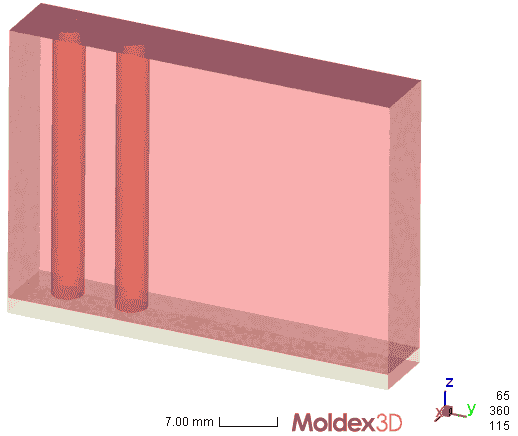 Moldex3D模流分析之透视压缩制程塑料流动行为