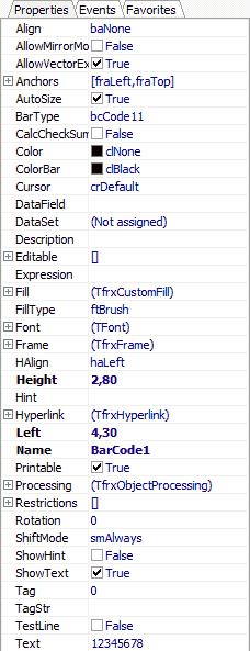 如何使用 Delphi / Lazarus / C++ Builder 从 FastReport VCL 创建 Code 11 条码？