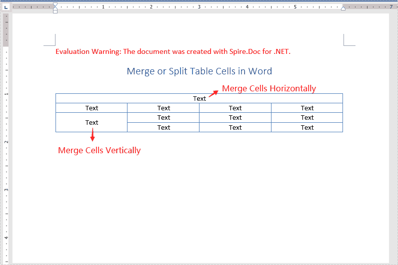 C#/VB.NET: Merge or Split Table Cells in Word