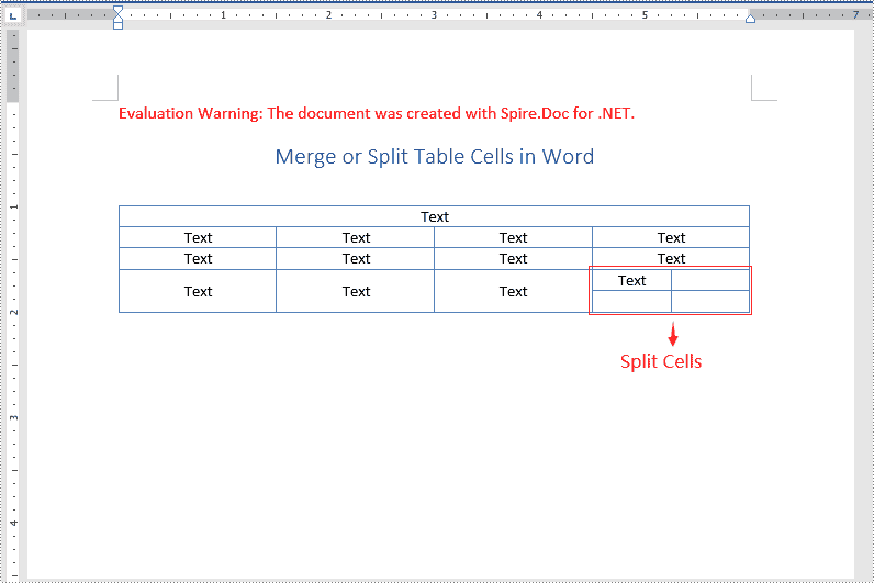 C#/VB.NET：在 Word 中合并或拆分表格单元格