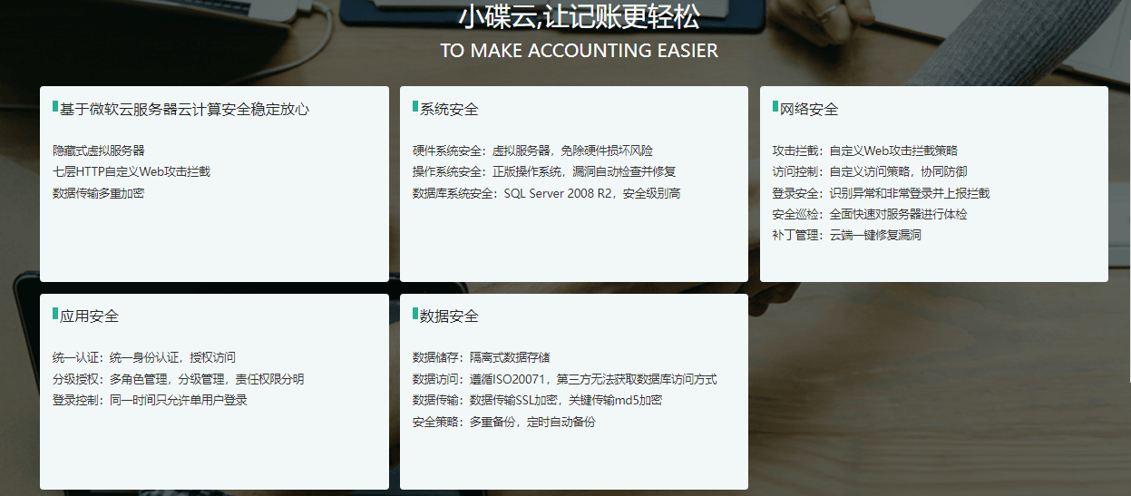 小碟云财税平台的功能截图