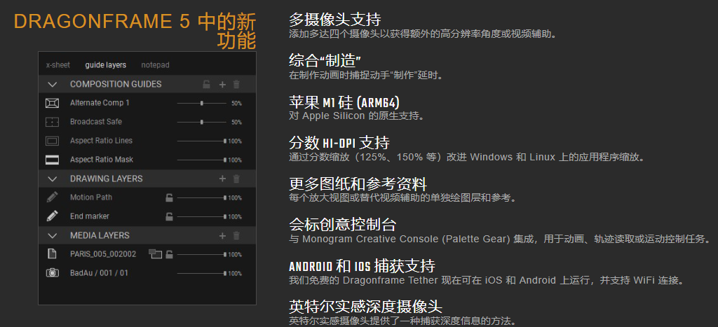 Dragonframe的功能截图