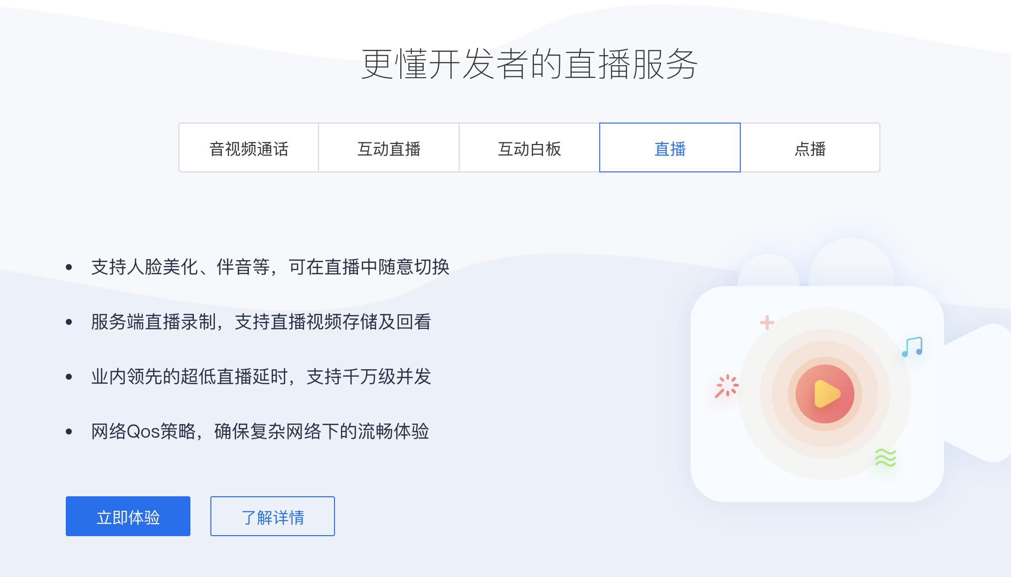 网易云信的功能截图