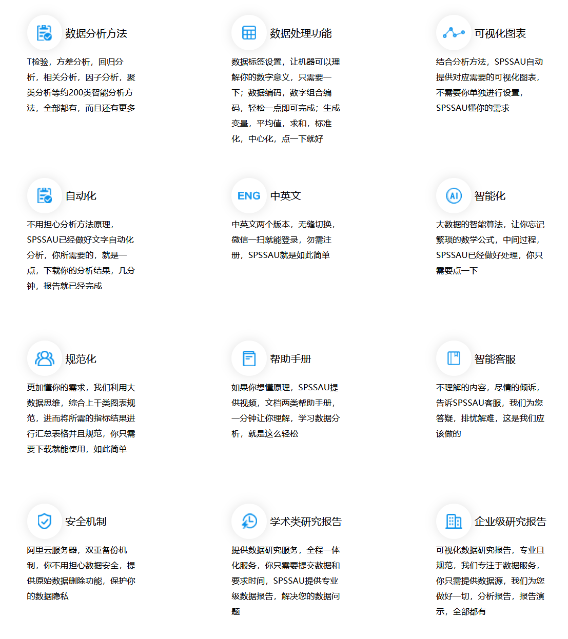 SPSSAU的功能截图