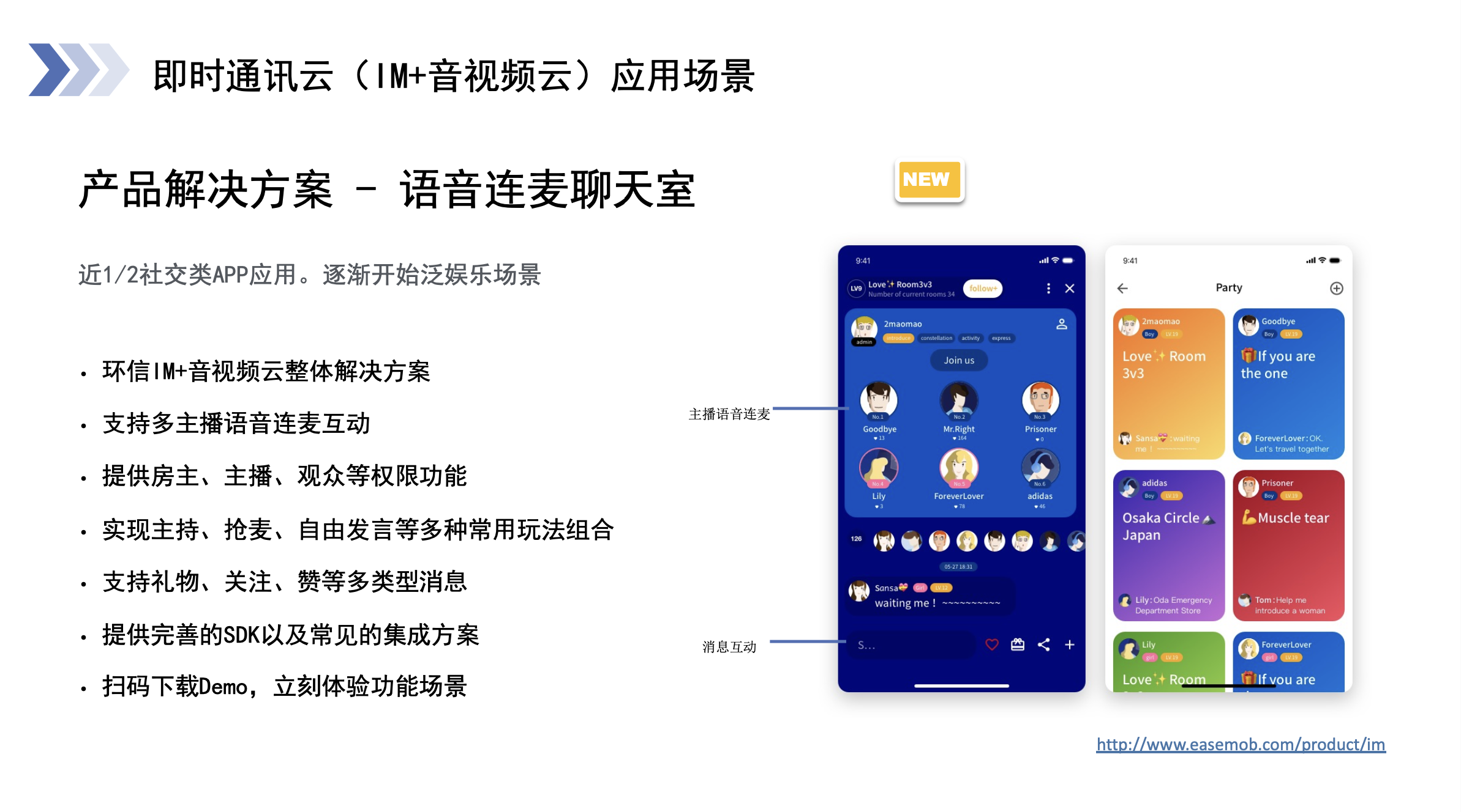 环信-即时通讯云的功能截图