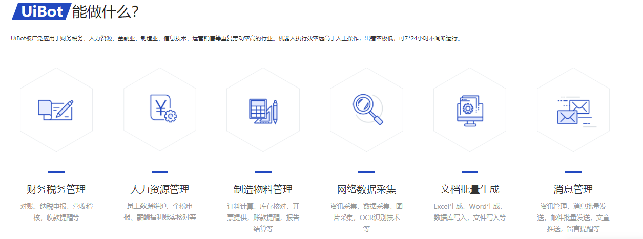 UiBot的功能截图