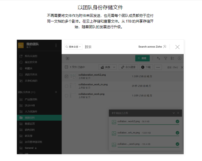 Zoho WorkDrive的功能截图