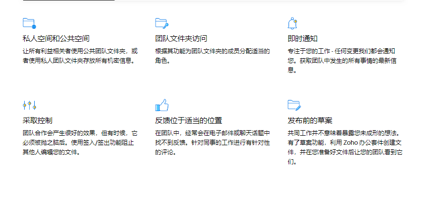 Zoho WorkDrive的功能截图