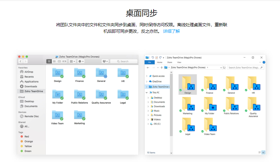 Zoho WorkDrive的功能截图