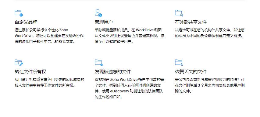 Zoho WorkDrive的功能截图