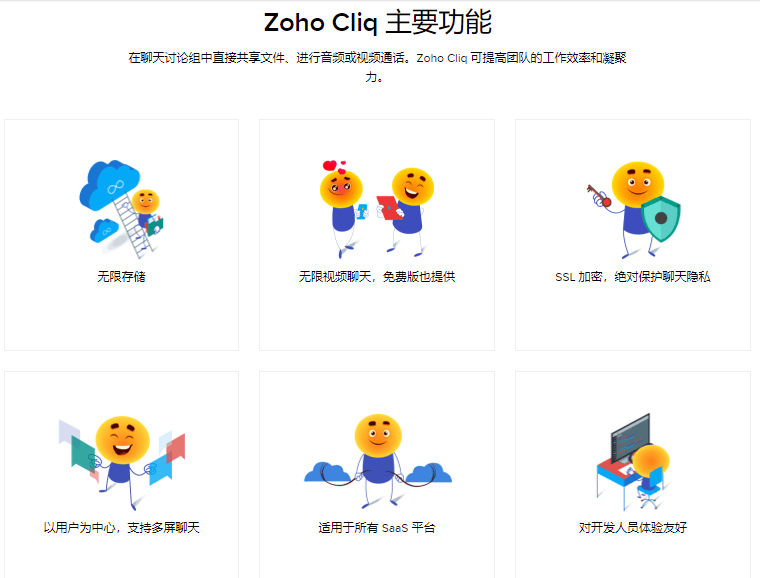 Zoho Cliq的功能截图