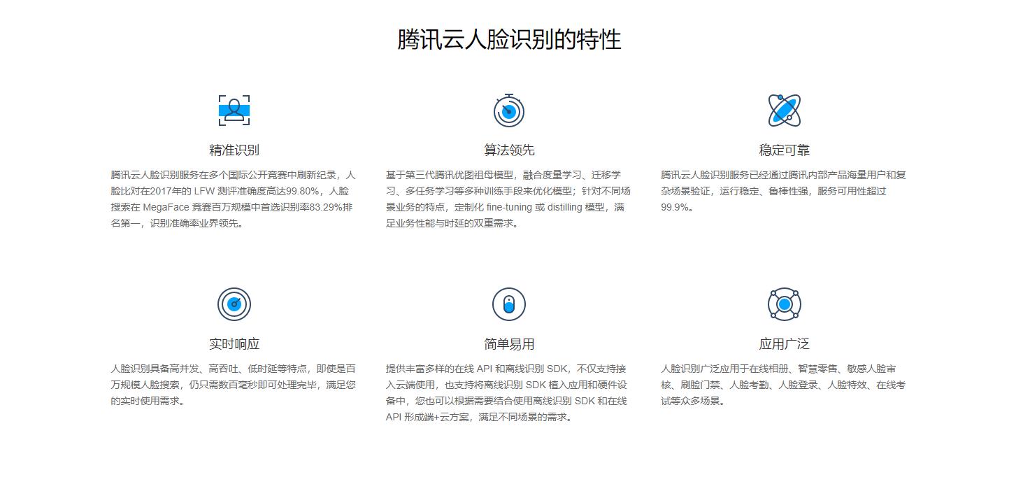 腾讯云-人脸识别的功能截图