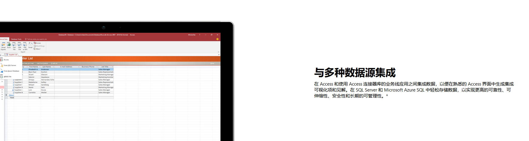 Microsoft Access的功能截图