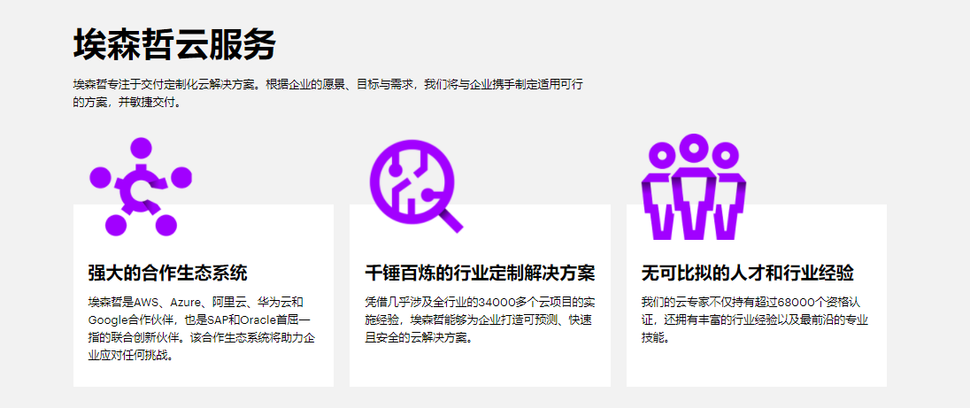 埃森哲云服务的功能截图
