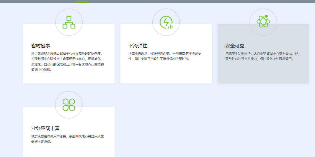 深信服云计算平台的功能截图