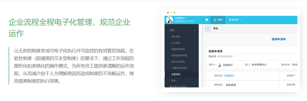 泛微OA的功能截图