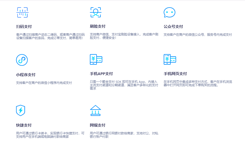 Adapay聚合支付的功能截图