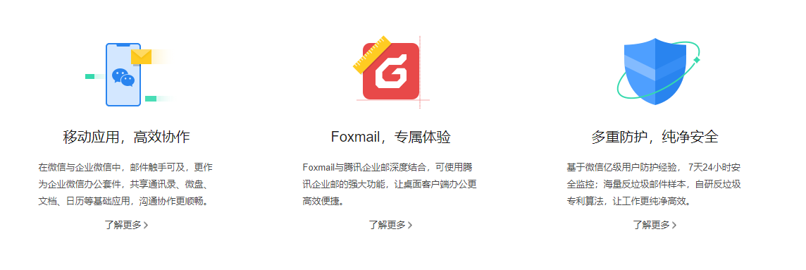 腾讯企业邮箱的功能截图