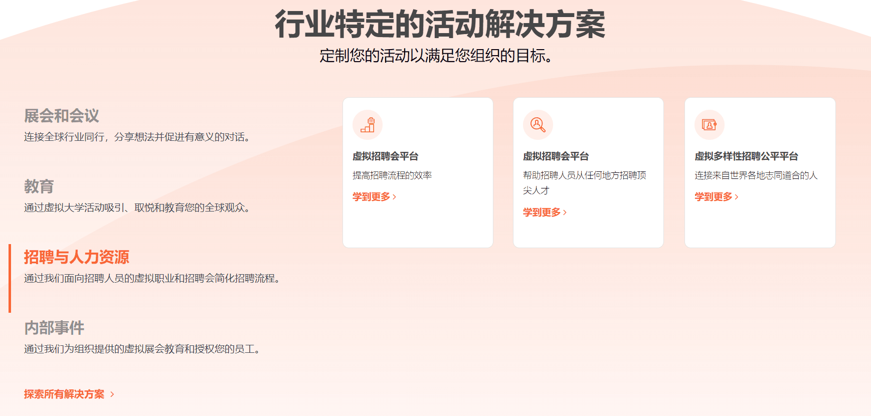 vFairs的功能截图